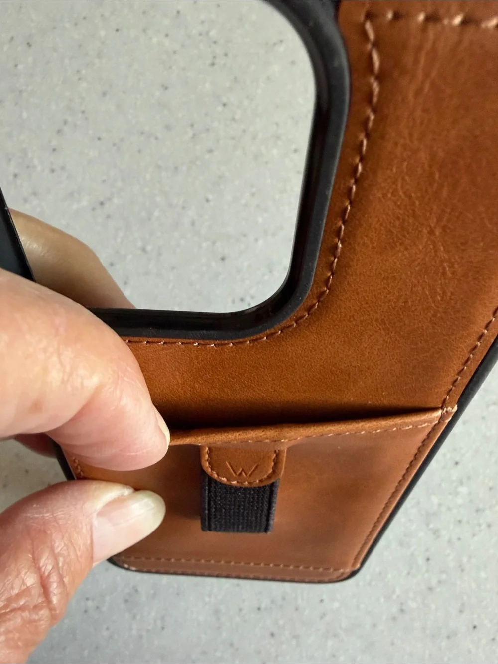 Walli Brown Leather Card Pocket Phone Case with Black Strap